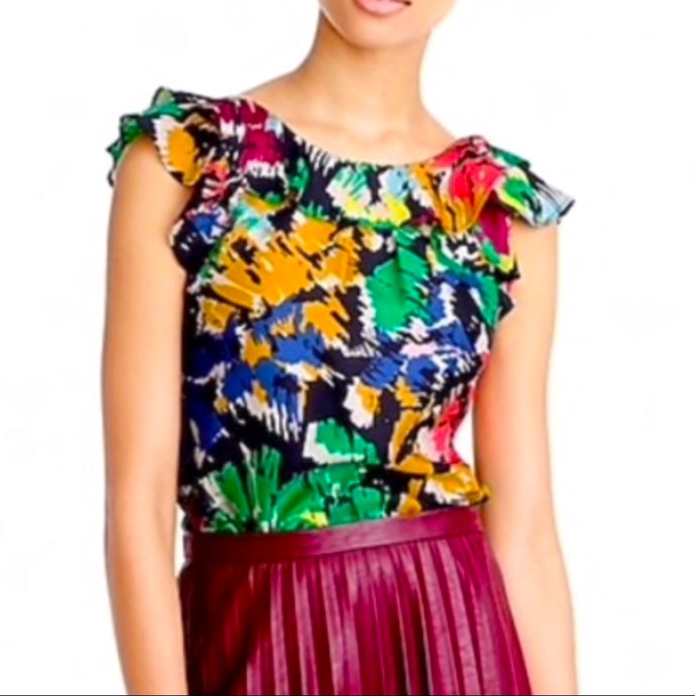 J Crew Silk colorful blouse